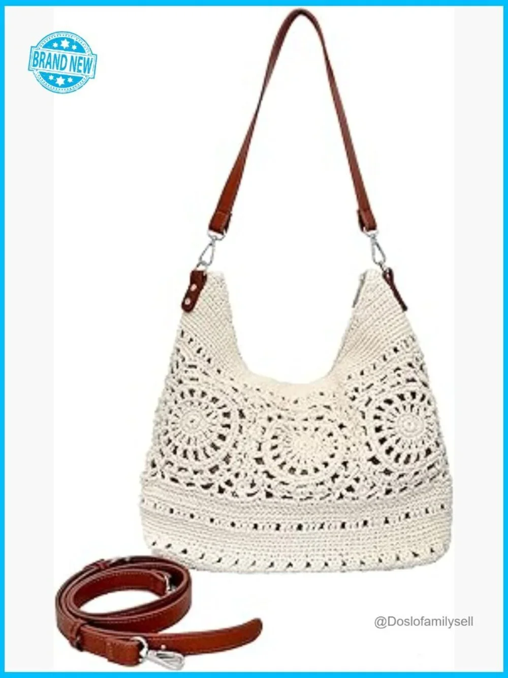 Handmade Crochet Hobo Bag Large Crossbody Shoulder Purse Boho Y2K